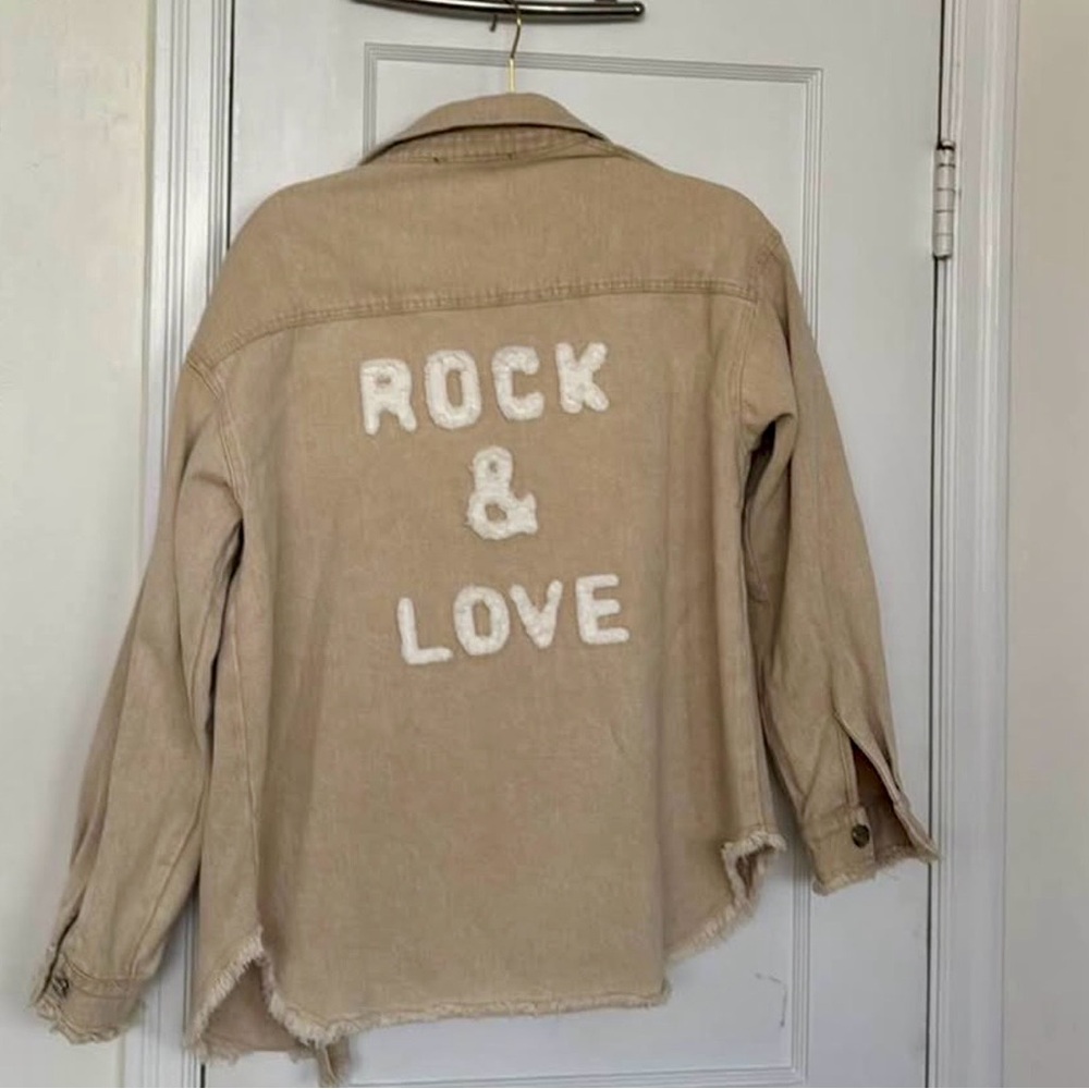 Beige 'Rock & Love' Embroidered Jacket
